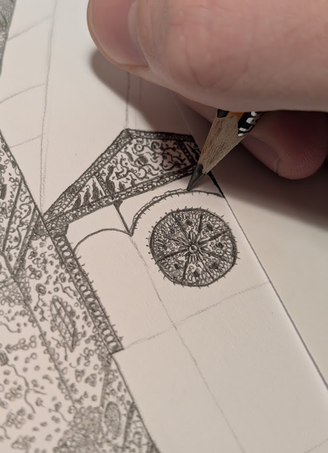 The town drawings — outline stage